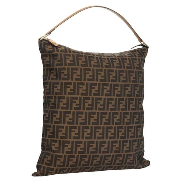 FENDI Zucca Canvas Shoulder Bag Black Brown - Picture 1 of 13